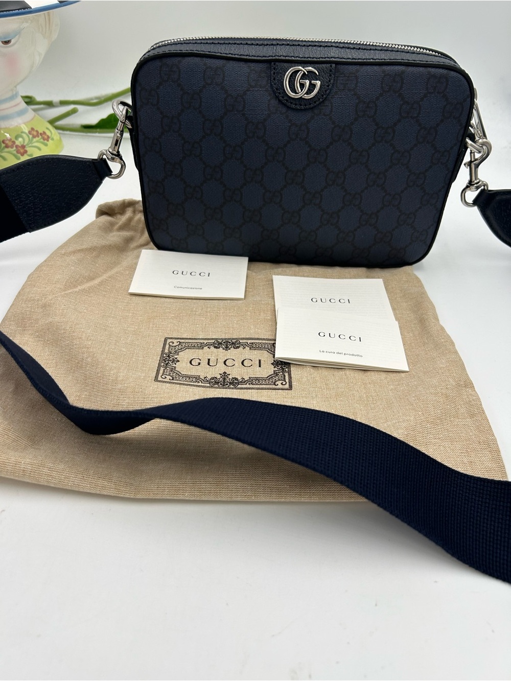 Unisex Gucci, blue/black Ophedia  GG print Crossbody bag made in Italy - Picture 4 of 16